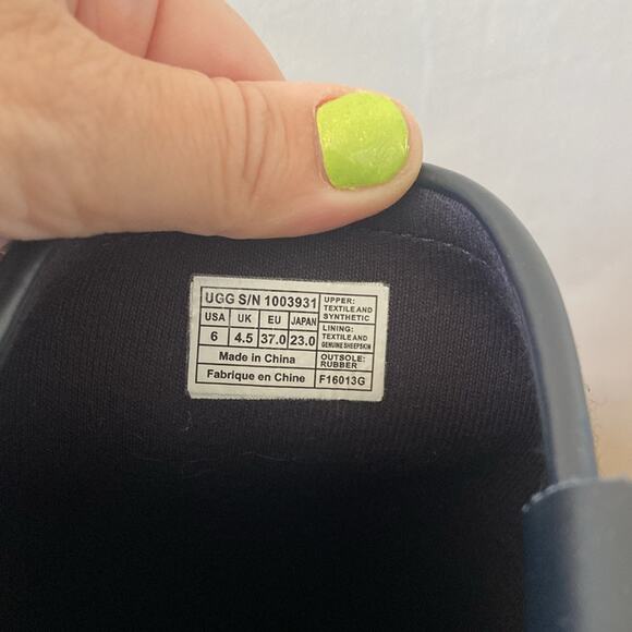 UGG Korynne Rubber High Boot Wellies Rain boot Black Grey Wool size 6 - Picture 6 of 7